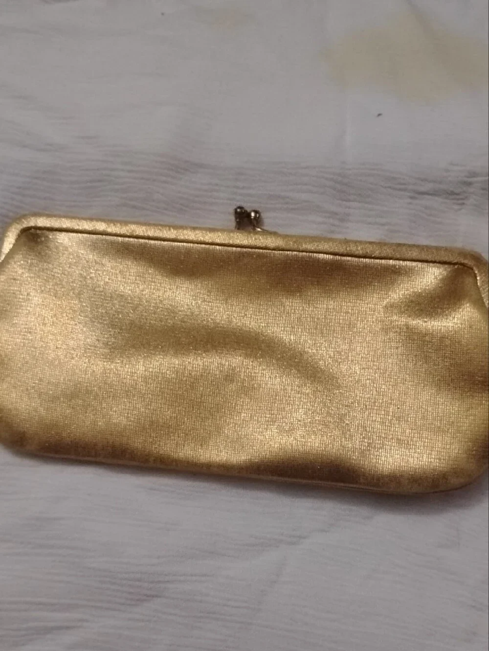 Gold Satin Kiss-Lock Evening Clutch - Women's Wristlet